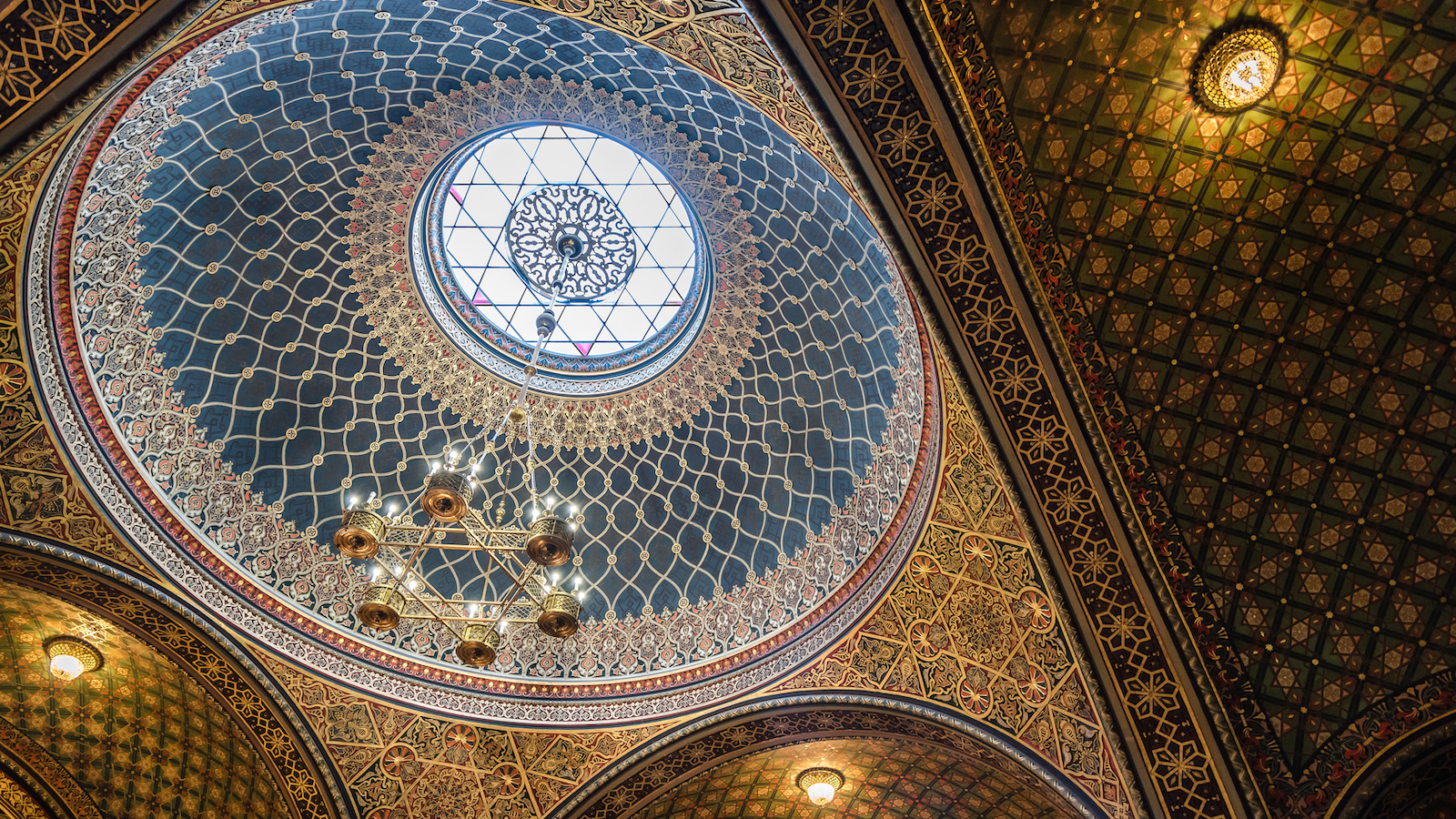 Interior view of the dome of the Spanish Synagogue of Prague
